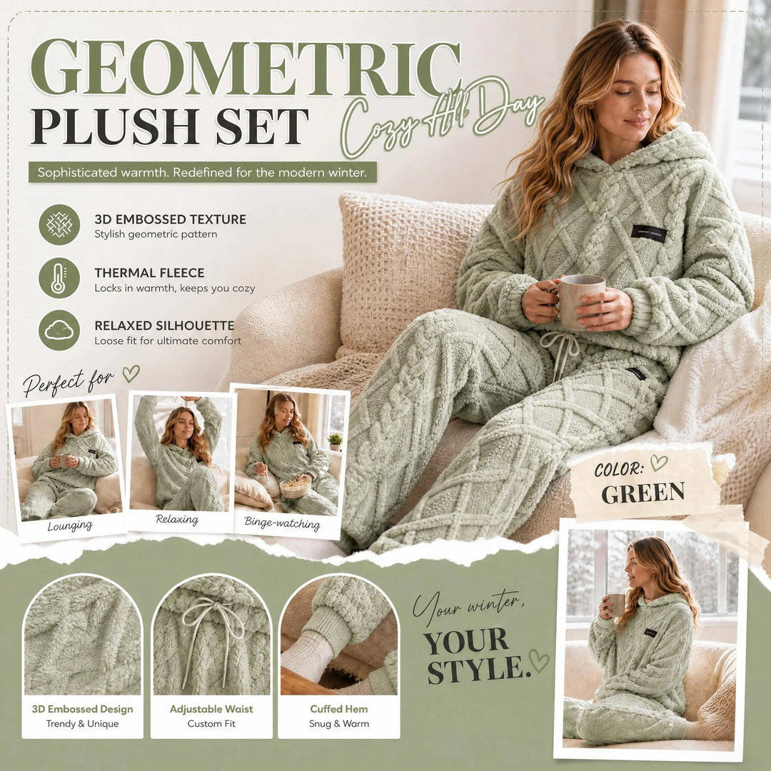 🍂 Embossed Geometric Plush Set – Timeless Comfort &amp; Effortless Style For Every Occasion