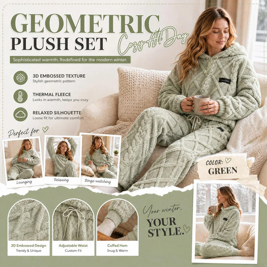 🍂 Embossed Geometric Plush Set – Timeless Comfort &amp; Effortless Style For Every Occasion