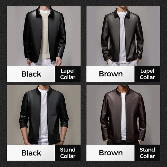 Klassische PU-Lederjacke für Herren mit Frontreißverschluss 🔥Business Casual Easy Match