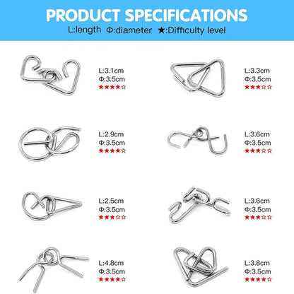 Metall Puzzle Ring achtteilig blaue Version Denksportaufgaben