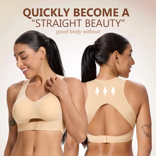 Women’s Beige Wireless Bra, Soft Breathable Non-removable Moulded Cups, Yoga Fitness Sportswear for Gym &amp; Daily Training