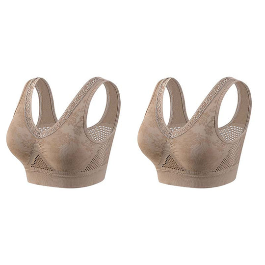 🏆 Last Day Buy One Get One Free 💐 🎁Lace Wireless Pure Cotton Buttonless Comfy Lifting Bra