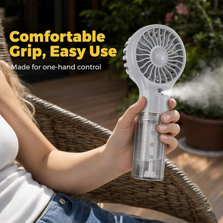 🏖️❄️ 50% OFF TODAY! 💦 Portable Handheld Mist Cooling Fan ✨ Instant Cooling Relief for Hot Summer Days, Travel &amp; Outdoor Activities