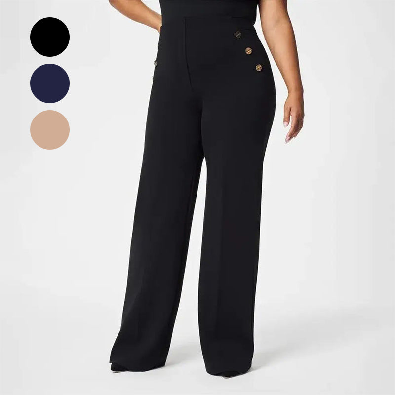 👖 60% RABATT! ✨ Hoch Elastische Hose mit Knopfverschluss &amp; Weitem Bein – Figurformend, 3 Längen &amp; Superbequem 🏃‍♀️