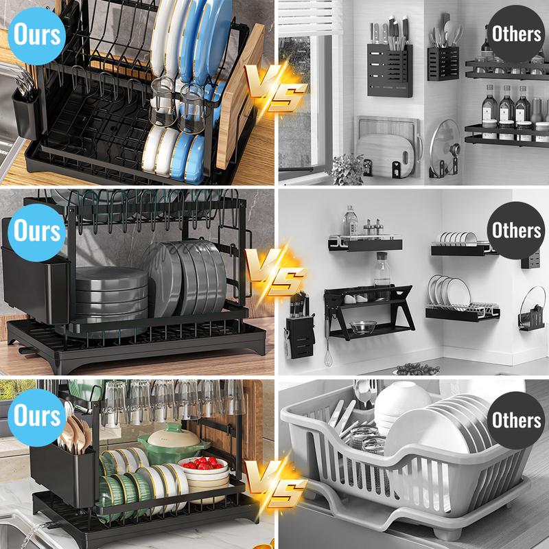 📢📢Letzte Chance: 50% Rabatt  !!!⏰ 2-stufiges Geschirr-Abtropfregal – Mit Ablaufschale, Platzsparend & Ideal für Familienküchen