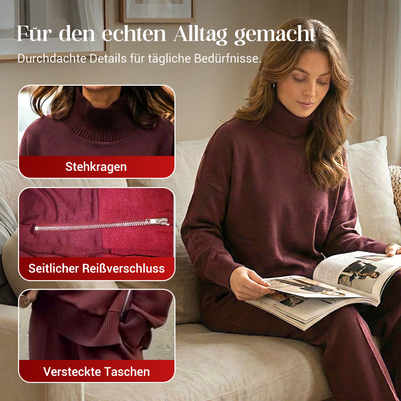 Fröhliches Neujahr! 50% auf alles 🎊⏰Sweatshirt mit hohem Kragen und seitlichem Reißverschluss &amp; Hose im Set