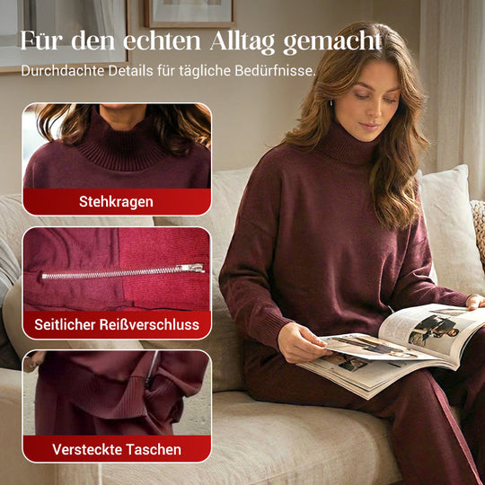 Fröhliches Neujahr! 50% auf alles 🎊⏰Sweatshirt mit hohem Kragen und seitlichem Reißverschluss &amp; Hose im Set