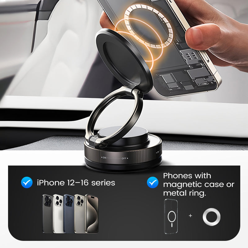 🔥Kup więcej, zaoszczędź więcej🔄🚗Uchwyt magnetyczny do telefonu z regulacją 360° i przyssawką📱