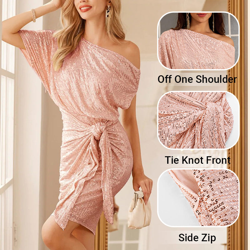 💃Einseitiges, funkelndes Partykleid für Damen mit Pailletten✨