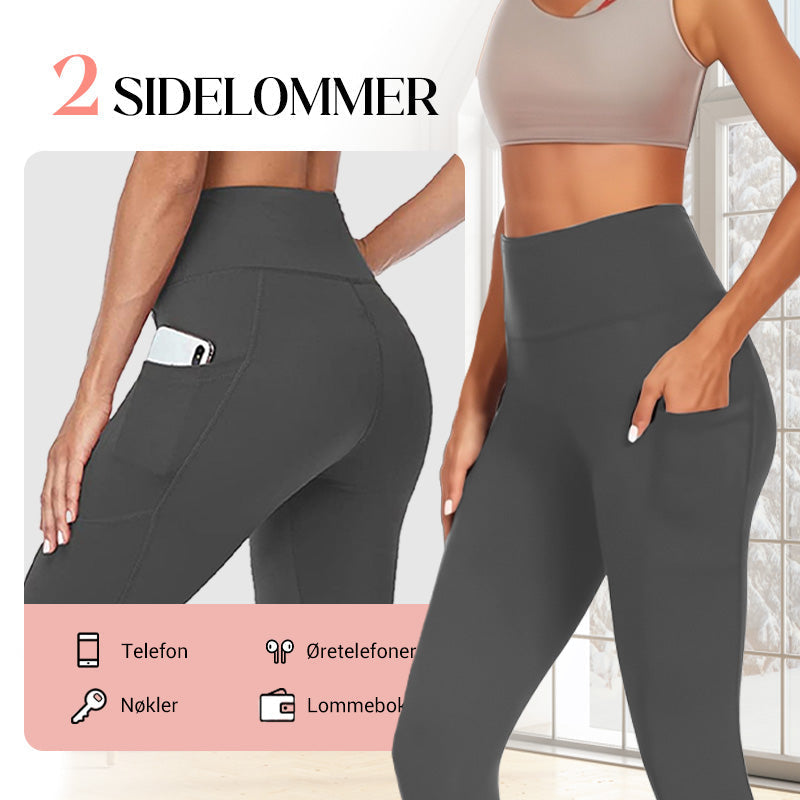Yoga-Leggings mit hoher Taille, Verstärkung am Gesäß, Bauchkontrolle und Seitentasche