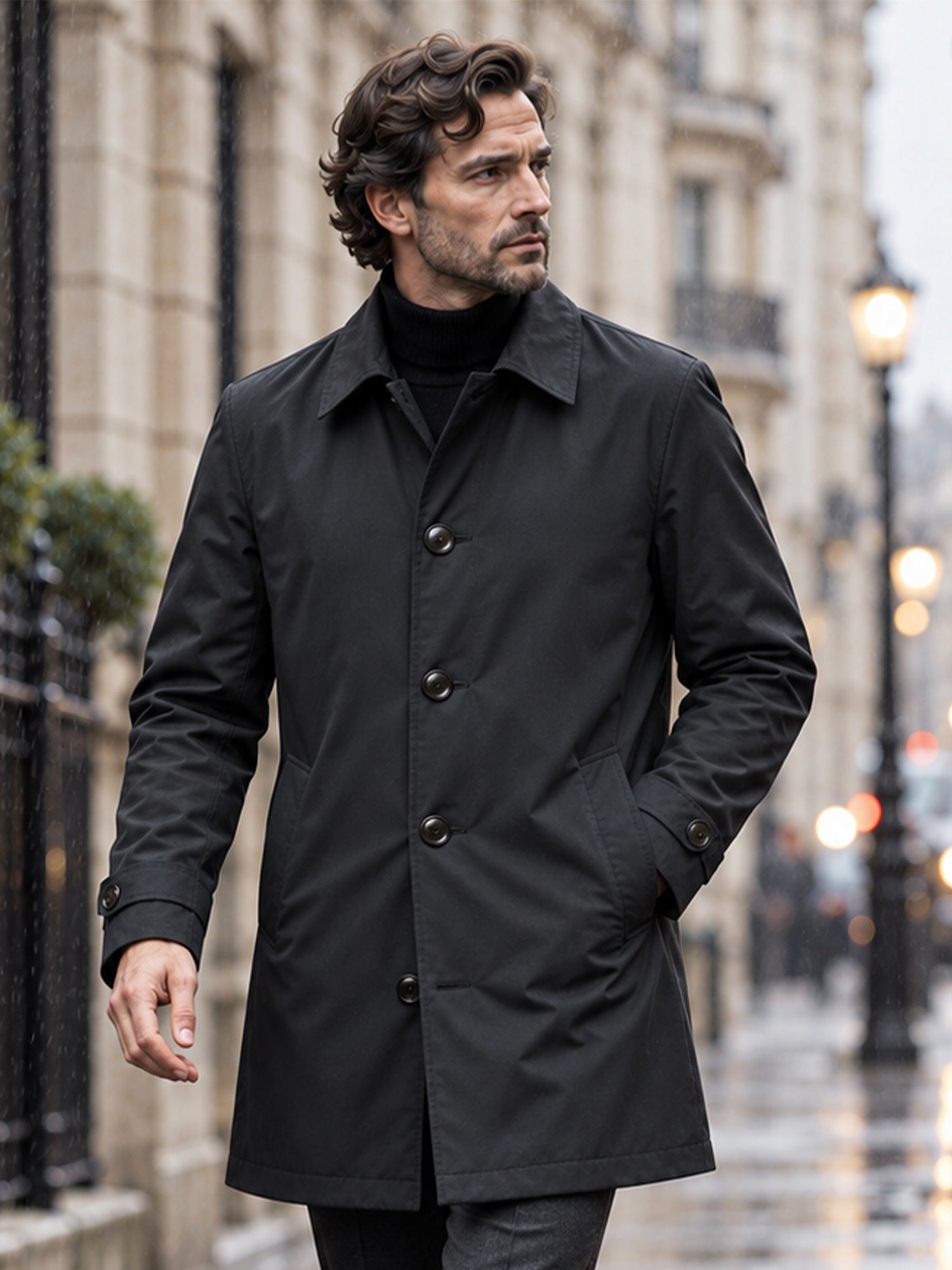 Men's Waterproof Mid-Length Trench Coat
