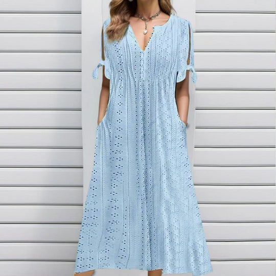⏰Last Day Sale 50% Discount💃💐Elegant dress with V-neck and hollow neckline for women