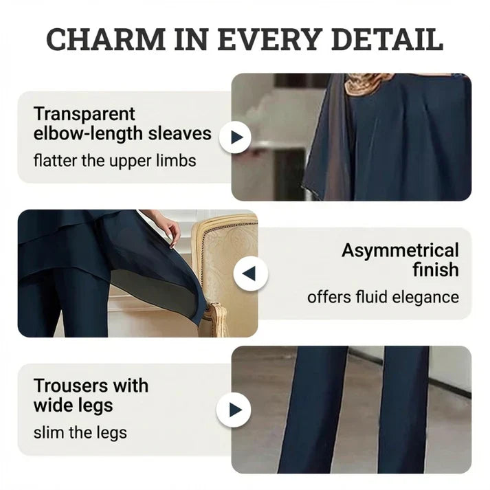 📢2026 Hot Sale 50% OFF💞Charming Irregular Top &amp; Wide Leg Pants Set✨Comfortable, elegant &amp; perfect for spring 🌸