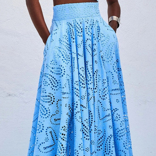 🌿👗Nouveaux produits 2025🔥 Ensemble 2 pièces avec un haut sans manches à découpes et une jupe fluide🌸💖