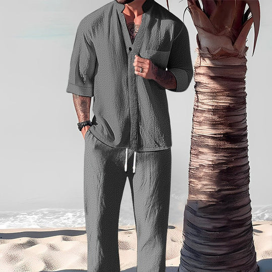👕 Lässige Eleganz – Zweiteiliger Anzug aus Baumwolle für Herren – 50 % günstiger! 💧👖