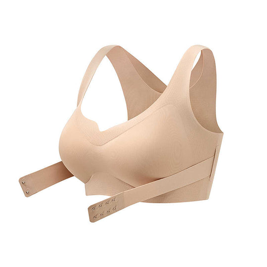 Women’s Beige Wireless Bra, Soft Breathable Non-removable Moulded Cups, Yoga Fitness Sportswear for Gym &amp; Daily Training