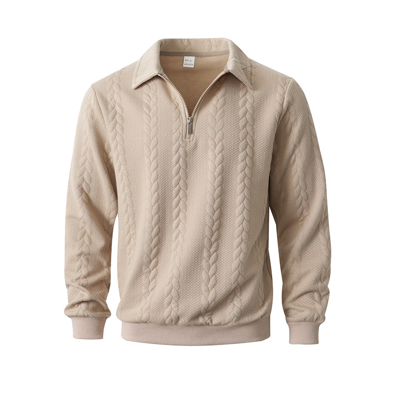 👔🧶 Lässiger Herrenpullover mit Halbreißverschluss – Zopfmuster für Wärme &amp; Stil! Perfekt für Arbeit ✨ und Freizeit 🌿 aus nachhaltiger Baumwolle.