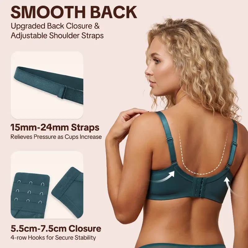 💜Enchante Floral Lace Plus Size Underwire Unlined Unpadded Minimizer Full Coverage Bra Women&