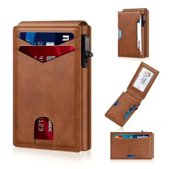 🎉 Neujahrsgeschenk – 50% RABATT!🧳 Flaches Pop-up-Portemonnaie: RFID-Schutz + Carbonfaser-Textur – Schneller Kartenzugriff &amp; Sichere Aufbewahrung!