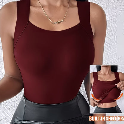💐Thermische Tank-Tops für Damen mit U-Ausschnitt und integriertem BH