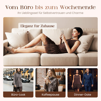 🔥Solange der Vorrat reicht 50 % Rabatt!🎉Damen-Rollkragenpullover-Minikleid-Set