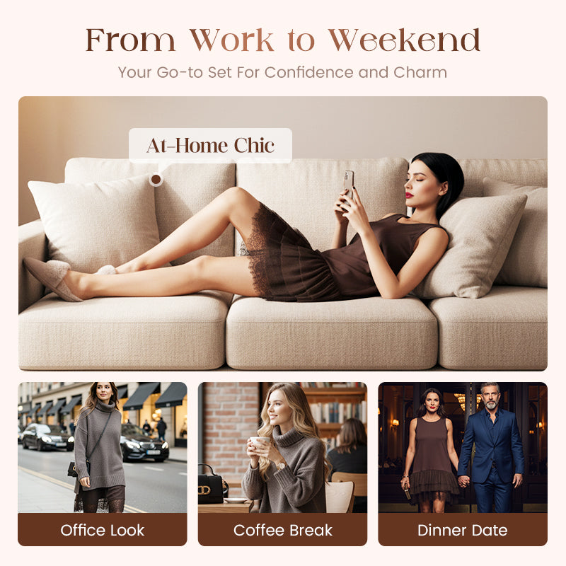 ❄️Hot Sale 50% OFF!!⚡Turtleneck Sweater Mini Dress Set