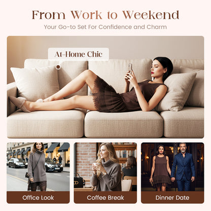 ❄️Hot Sale 50% OFF!!⚡Turtleneck Sweater Mini Dress Set