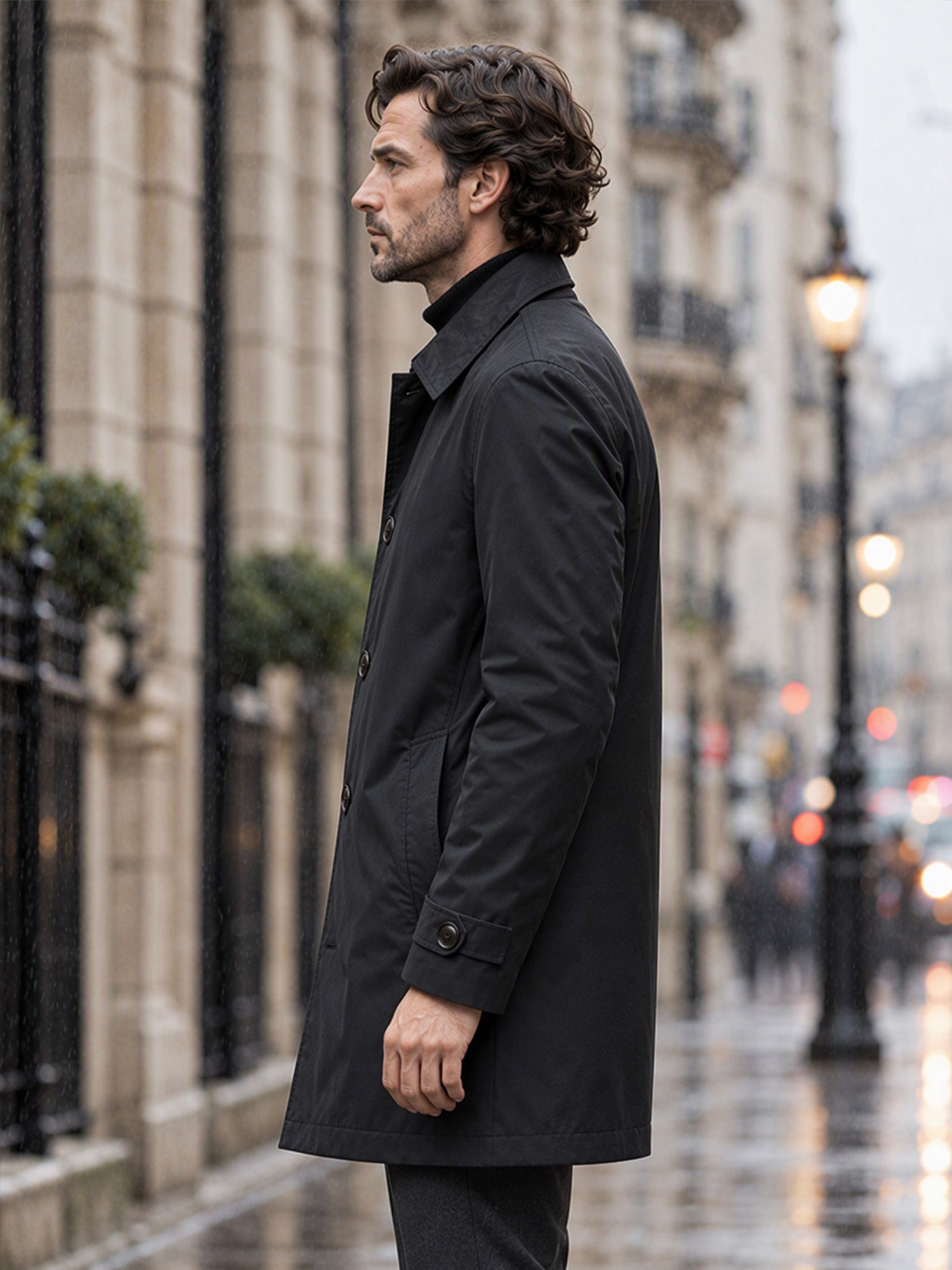 Men's Waterproof Mid-Length Trench Coat