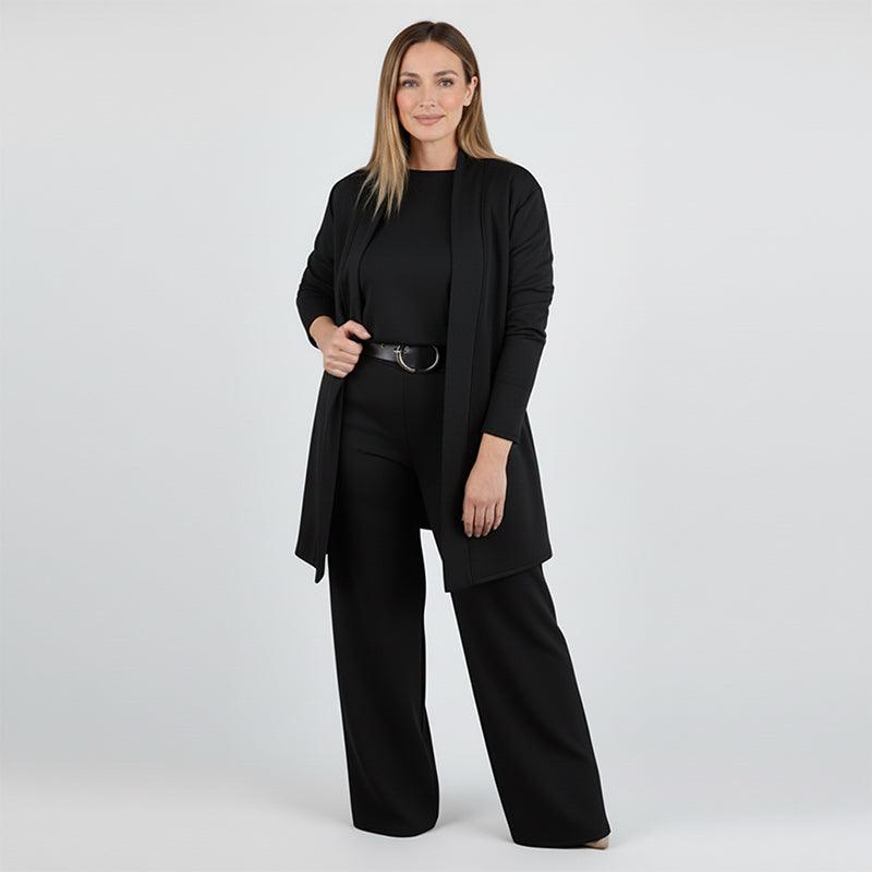 New Arrival✨3-Piece Set with Short Sleeve Top, Wide-Leg Pants &amp; Long Cardigan – Effortless Layered Style