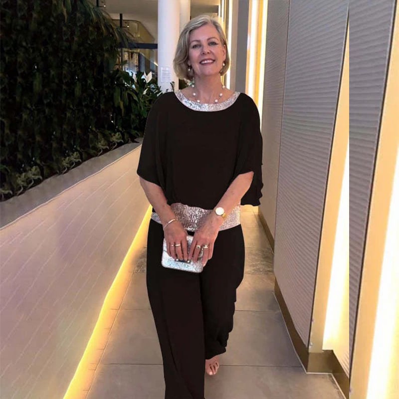 💥💥Elegantes zweiteiliges Set im Colorblock-Stil mit Pailletten