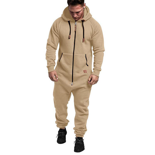 Kapuzen-Fleece-Einteiler in Uni-Farbe – Warm und gemütlich für Winter &amp; Zuhause