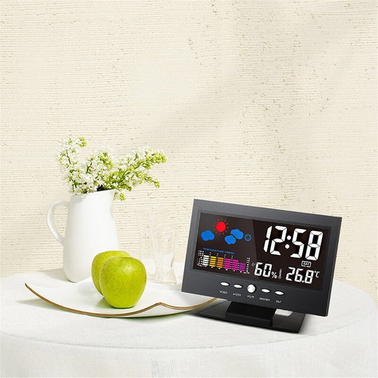 ⏰LETZTER TAG VERKAUF 50% RABATT✨Digitaler LED-Temperatur- und Luftfeuchtigkeitsmonitor, Wettervorhersage, LED-Tischwecker
