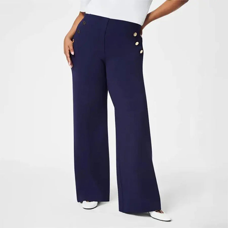 👖 60% RABATT! ✨ Hoch Elastische Hose mit Knopfverschluss &amp; Weitem Bein – Figurformend, 3 Längen &amp; Superbequem 🏃‍♀️