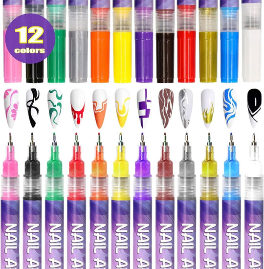 🎁✨ Zestaw lakierów do paznokci w 12 kolorach do kreatywnych wzorów 💅🎨