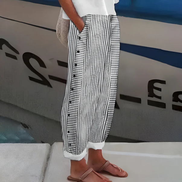☀️ Spring Hot Sale 50% OFF!! 🌿🌸 Comfortable blue striped trousers with side pockets