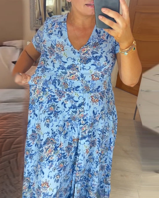⏳Begrenzte Zeit 50% Rabatt💥Kuscheliges Blumenkleid Mit V-Ausschnitt🌷