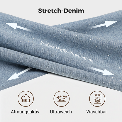 🔥Straight Leg Jeans mit Strasssteinen