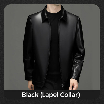 Klassische PU-Lederjacke für Herren mit Frontreißverschluss 🔥Business Casual Easy Match