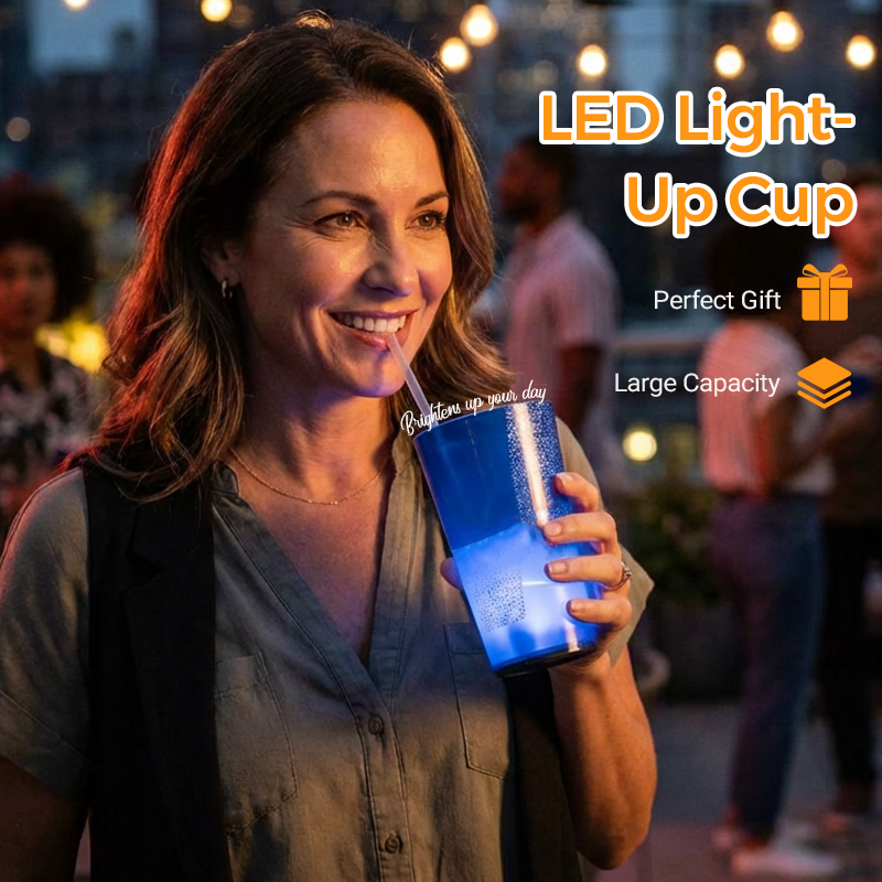 🥤Wasseraktivierter LED-Leuchtbecher mit Strohhalm – Für Partys, Bars &amp; Veranstaltungen✨