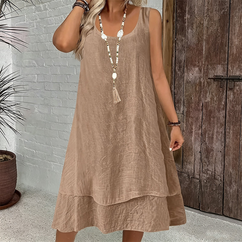 Bestseller💕 Double Layer Sleeveless Dress – Effortless Elegance &amp; Modern Layered Look for Everyday