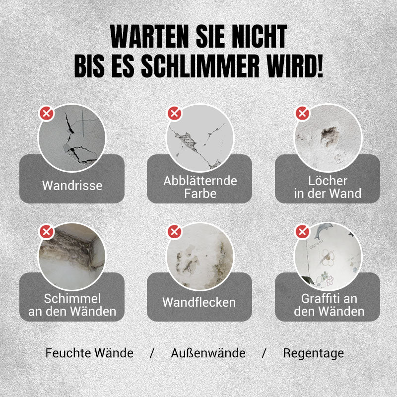 🛠️ Wasserdichte & Schimmelresistente Wandreparaturpaste – 3 Kaufen, 1 Gratis + Pinsel Geschenk! 💧🖌️ ✨ Schnelle & Saubere Wandreparatur für Zuhause! 🏡