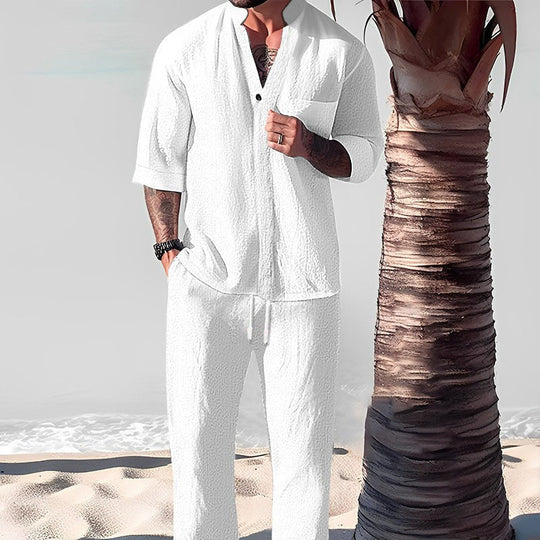 👕 Lässige Eleganz – Zweiteiliger Anzug aus Baumwolle für Herren – 50 % günstiger! 💧👖