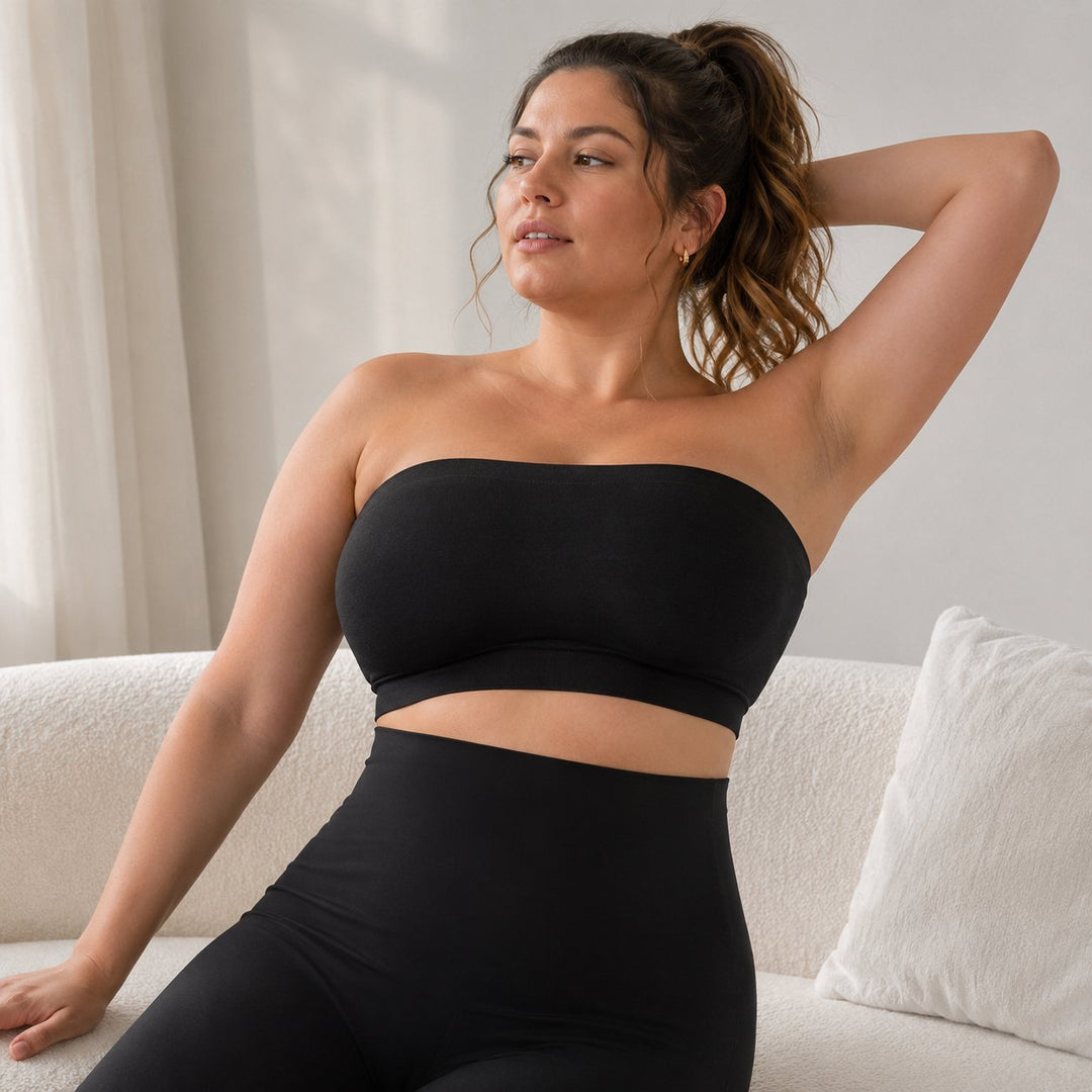 Anti-Slip Grip &amp; Removable Straps✨Convertible Strapless Bandeau Bra with Wireless Comfort👍Suitable for All Body Types