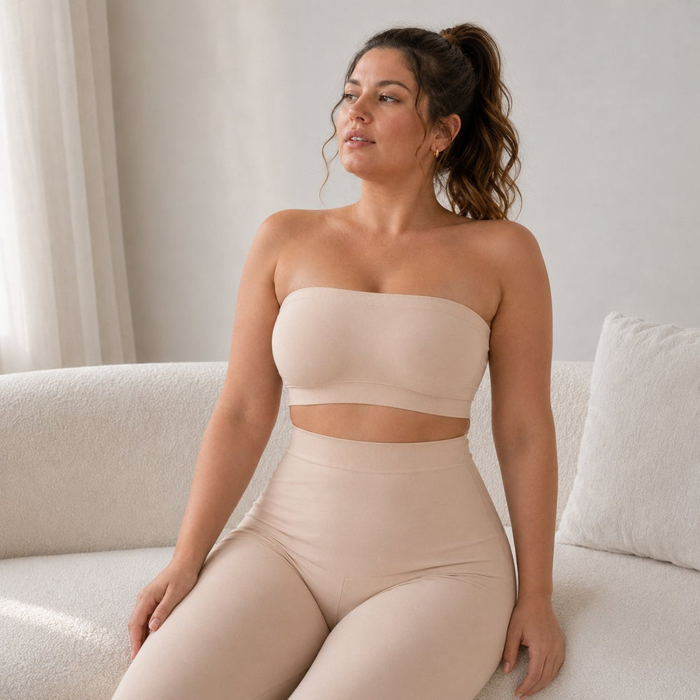 Anti-Slip Grip & Removable Straps✨Convertible Strapless Bandeau Bra with Wireless Comfort👍Suitable for All Body Types