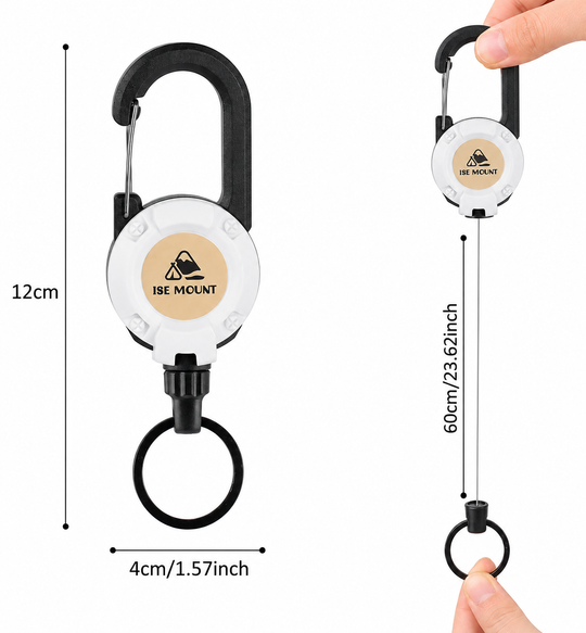 🔑Retractable Carabiner Keychain – 65cm steel lanyard, 100,000 pull cycles. Lightweight &amp; sturdy.