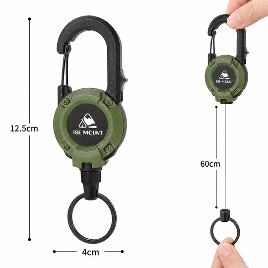 🔑Retractable Carabiner Keychain – 65cm steel lanyard, 100,000 pull cycles. Lightweight &amp; sturdy.