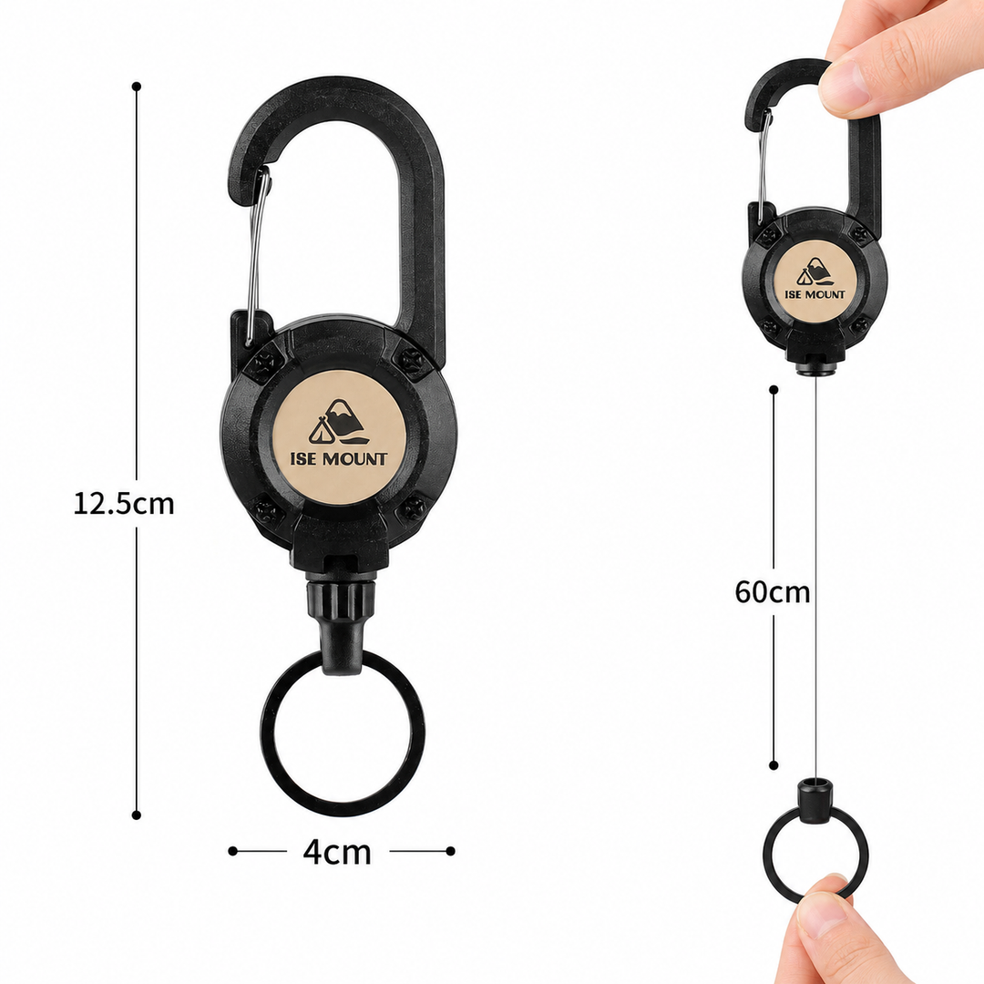 🔑Retractable Carabiner Keychain – 65cm steel lanyard, 100,000 pull cycles. Lightweight &amp; sturdy.