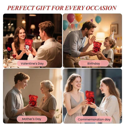 🎁Cute Teddy Bear with Preserved Rose-Necklace Included