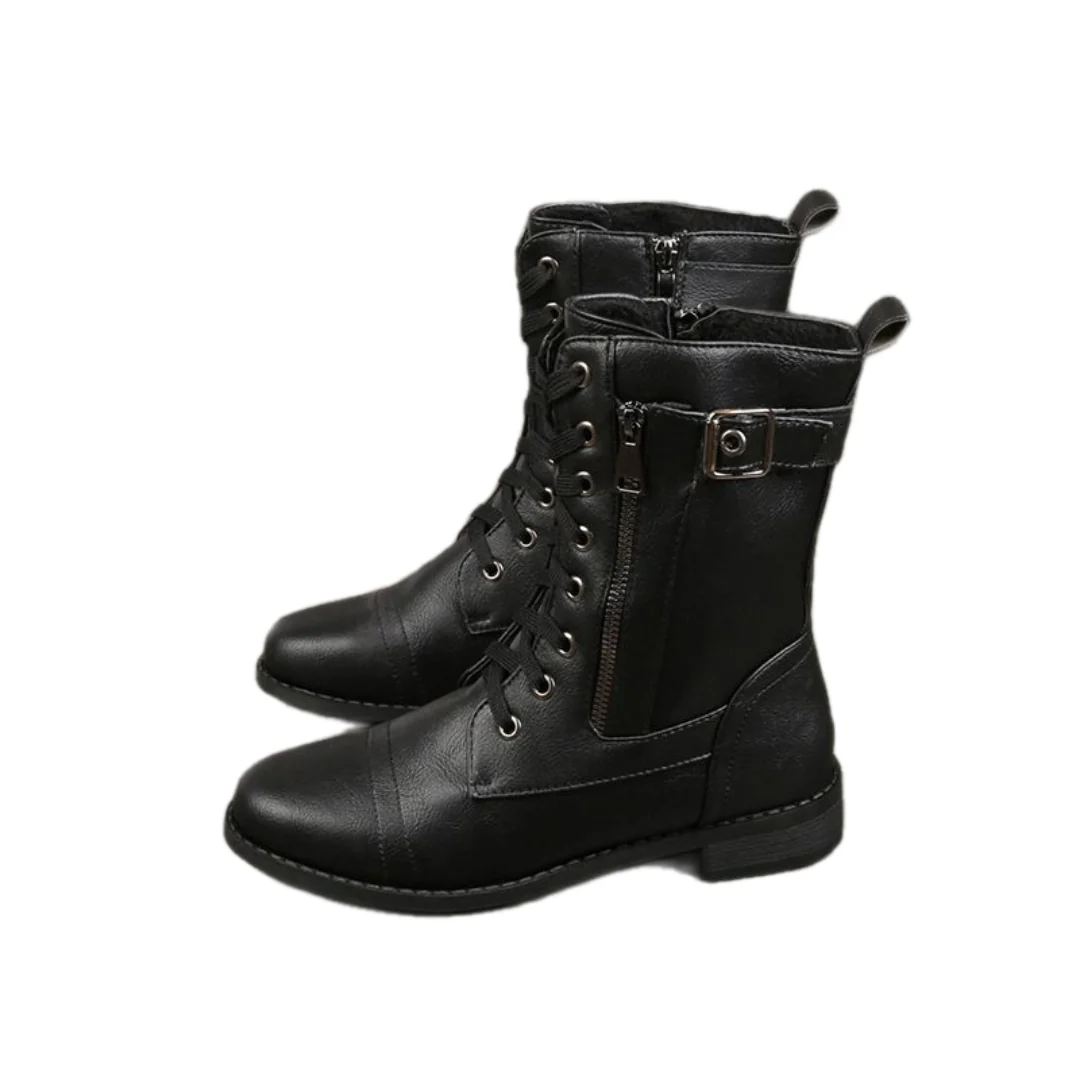 🍂Women's Round Toe Side Zipper Leather Orthopedic Boots
