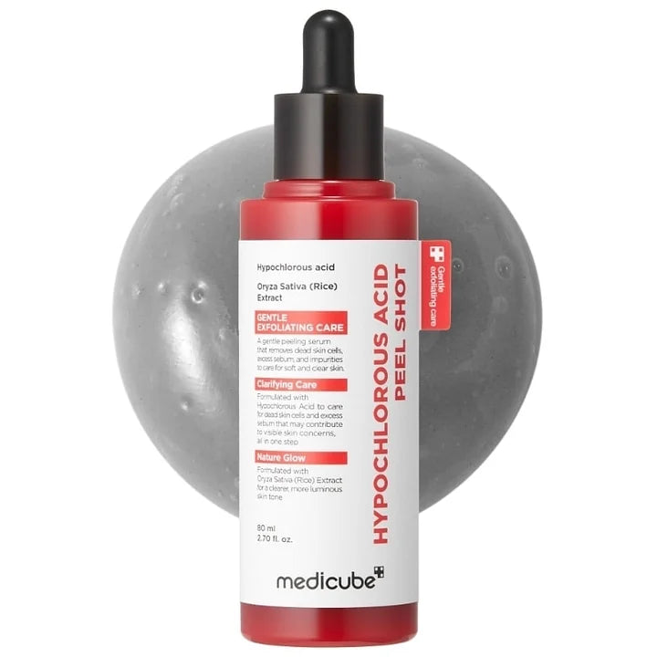 Hypochlorous Acid Rice Peel Shot Duo For Face &amp; Body | Gentle Exfoliating Serum for Dead Skin Cells &amp; Pore Care, Blackheads &amp; Excess Sebum Control | Rice Extract, Hypochlorous, Panthenol for Hydrating &amp; Smoothing Care